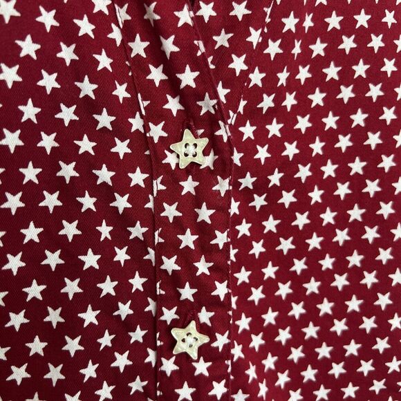 Vintage 90s Tantrums Star Print Button Top Size Medium Fourth Of July Red - Picture 3 of 4